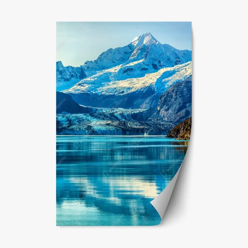 Repositionierbarer Aufkleber majestätischer alpiner gletscher mit spiegelung