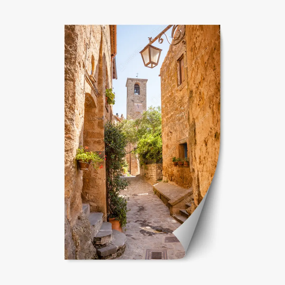 Repositionierbarer Aufkleber sonnige gasse in Civita di Bagnoregio – Pixers®