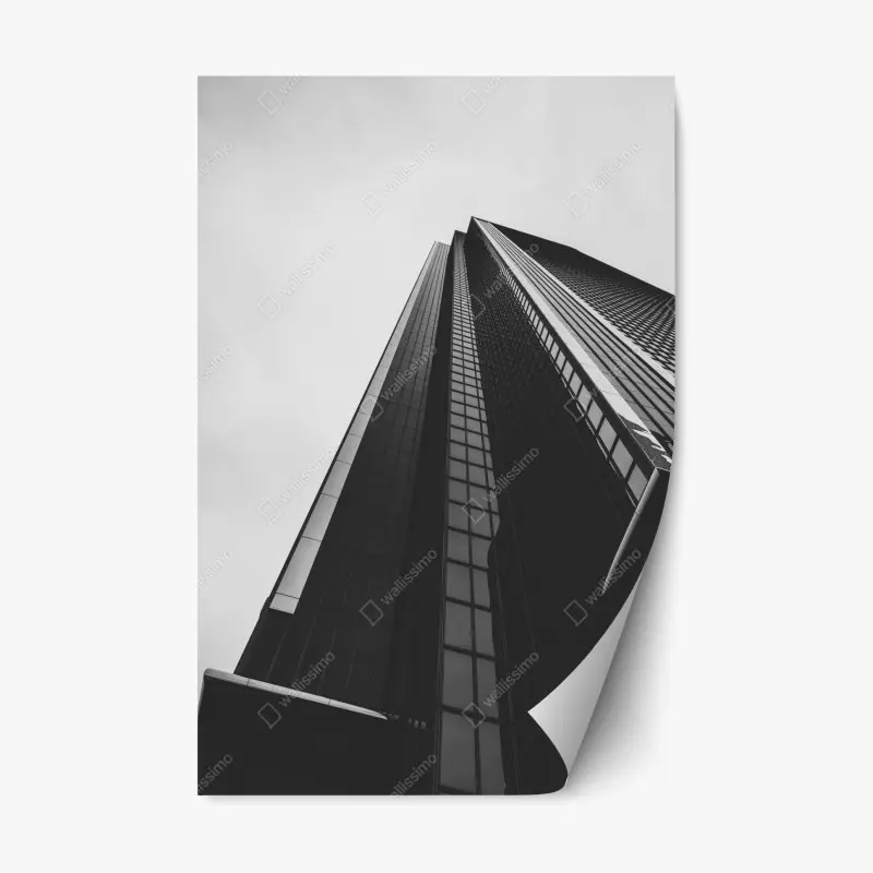 Repositionierbarer Aufkleber monochromer wolkenkratzer in perspektive