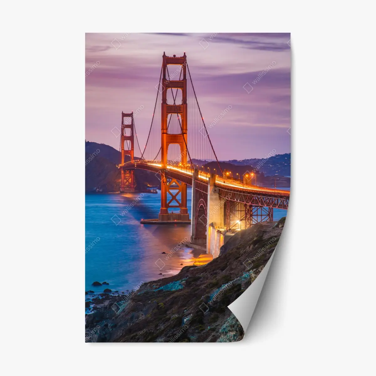 Repositionierbarer Aufkleber golden gate bridge bei dämmerung, San Francisco – Pixers®