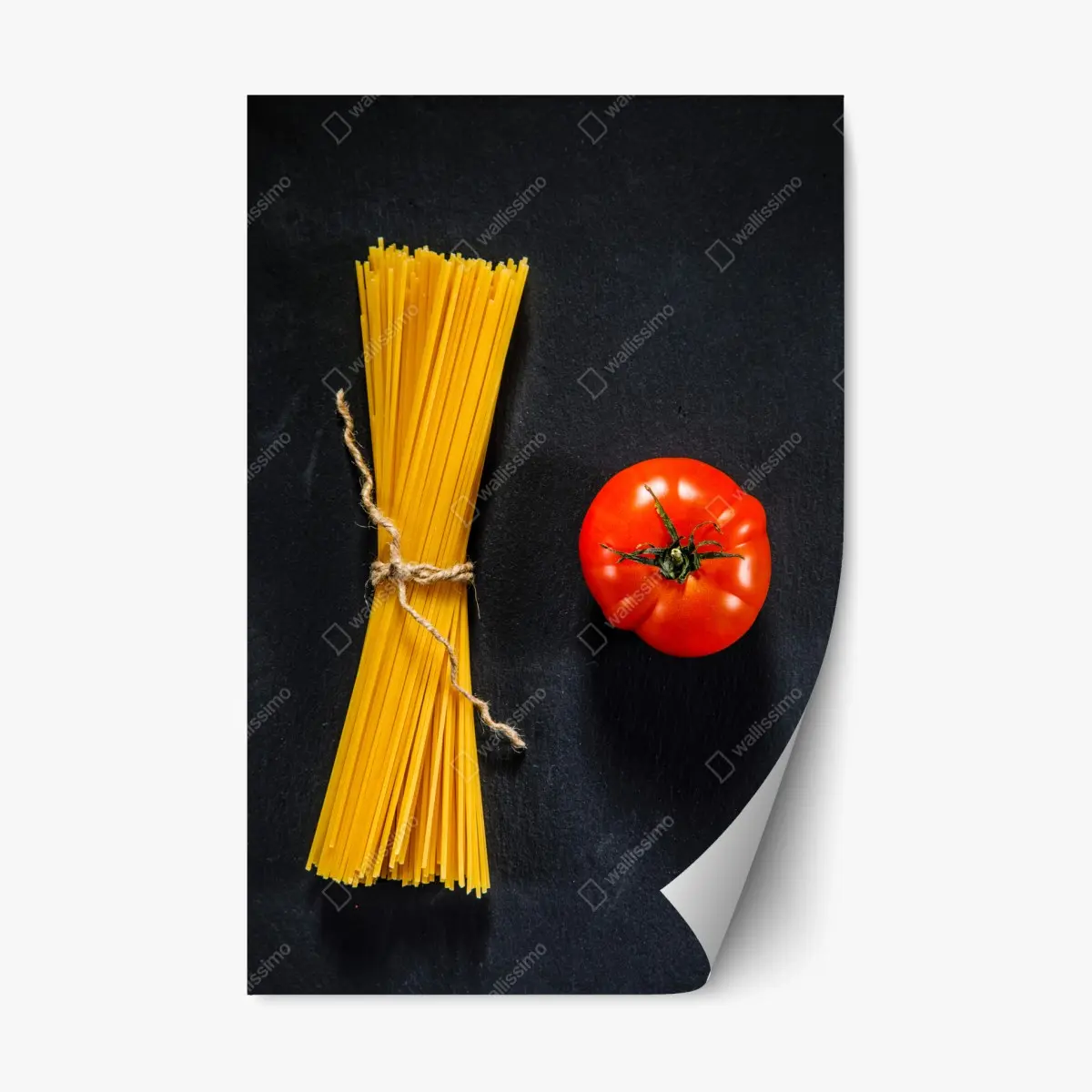 Repositionierbarer Aufkleber minimalistische spaghetti- und tomatenkomposition – Pixers®