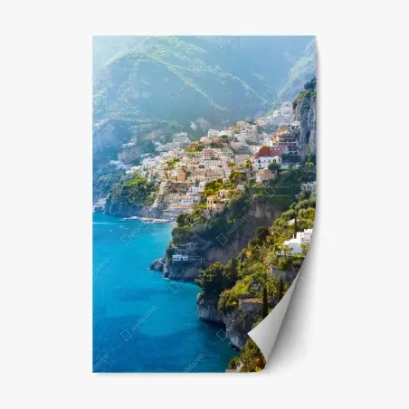 Repositionierbarer Aufkleber Positano küstenpanorama an der klippe – Pixers®