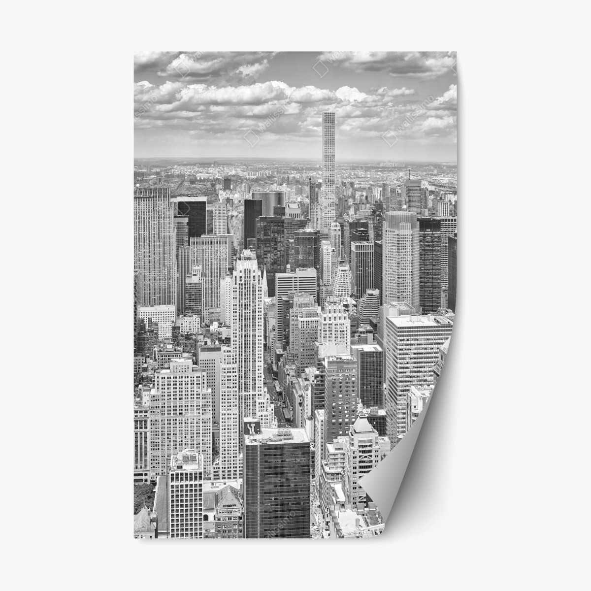 Repositionierbarer Aufkleber panorama von New York in schwarzweiß – Pixers®