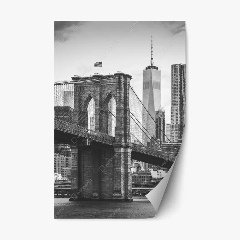 Repositionierbarer Aufkleber Brooklyn bridge schwarzweiß stadtbild