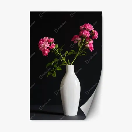 Repositionierbarer Aufkleber rosa rosen in weißer vase – Pixers®