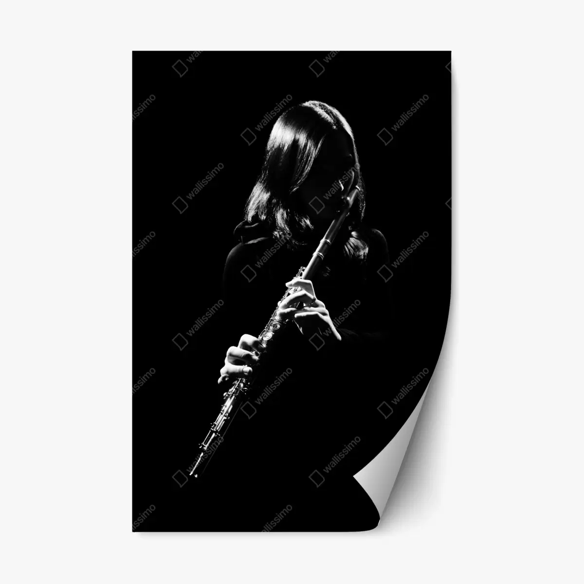 Repositionierbarer Aufkleber elegante flötensilhouette – Pixers®
