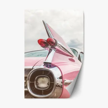 Repositionierbarer Aufkleber rosa retro klassisches auto heckflosse – Pixers®