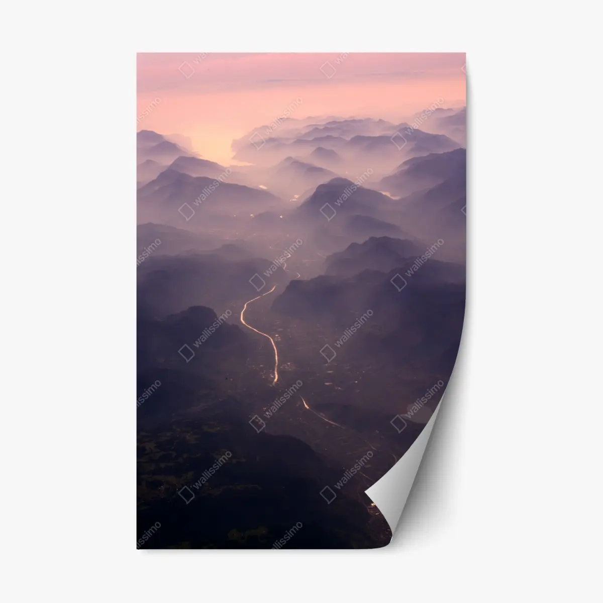 Repositionierbarer Aufkleber nebliges pastell bergtal – Pixers®