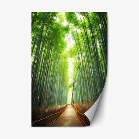 Repositionierbarer Aufkleber weg durch den bambushain von Arashiyama – Pixers®