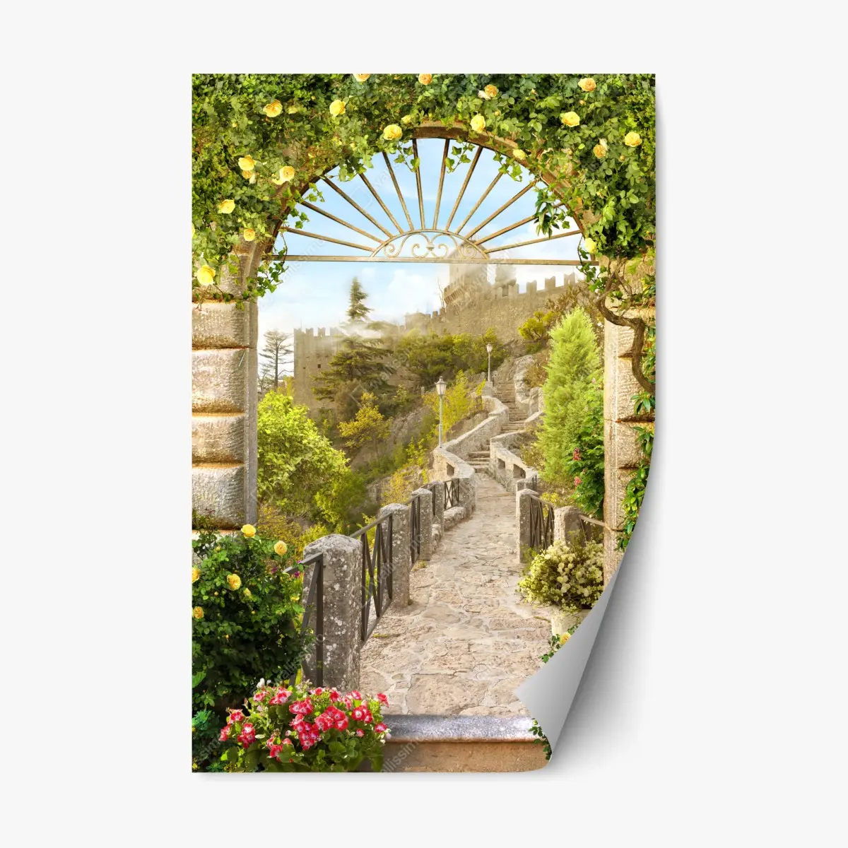 Repositionierbarer Aufkleber sonniger gartenweg zum schloss – Pixers®