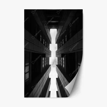 Repositionierbarer Aufkleber vertikale städtische symmetrie in monochrom – Pixers®