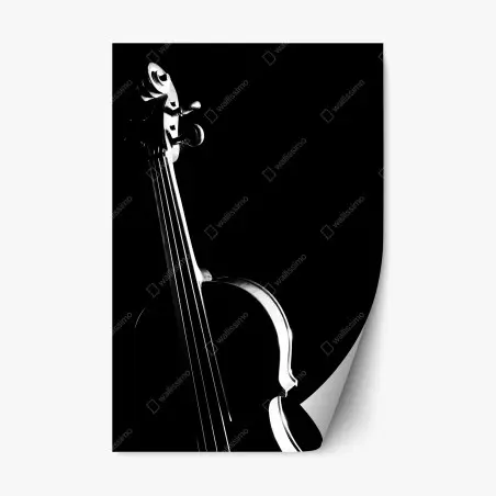 Repositionierbarer Aufkleber elegante geigensilhouette auf schwarzem hintergrund – Pixers®