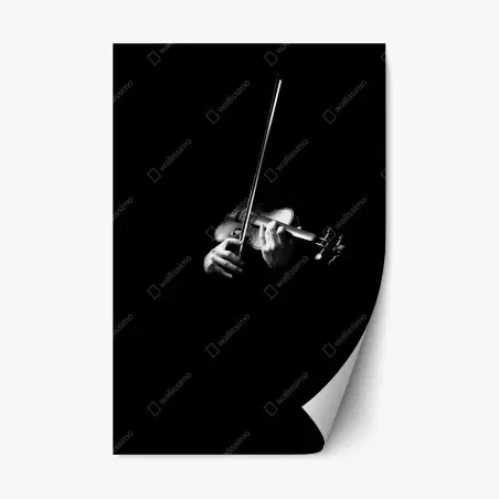 Repositionierbarer Aufkleber geige in monochrom – Pixers®