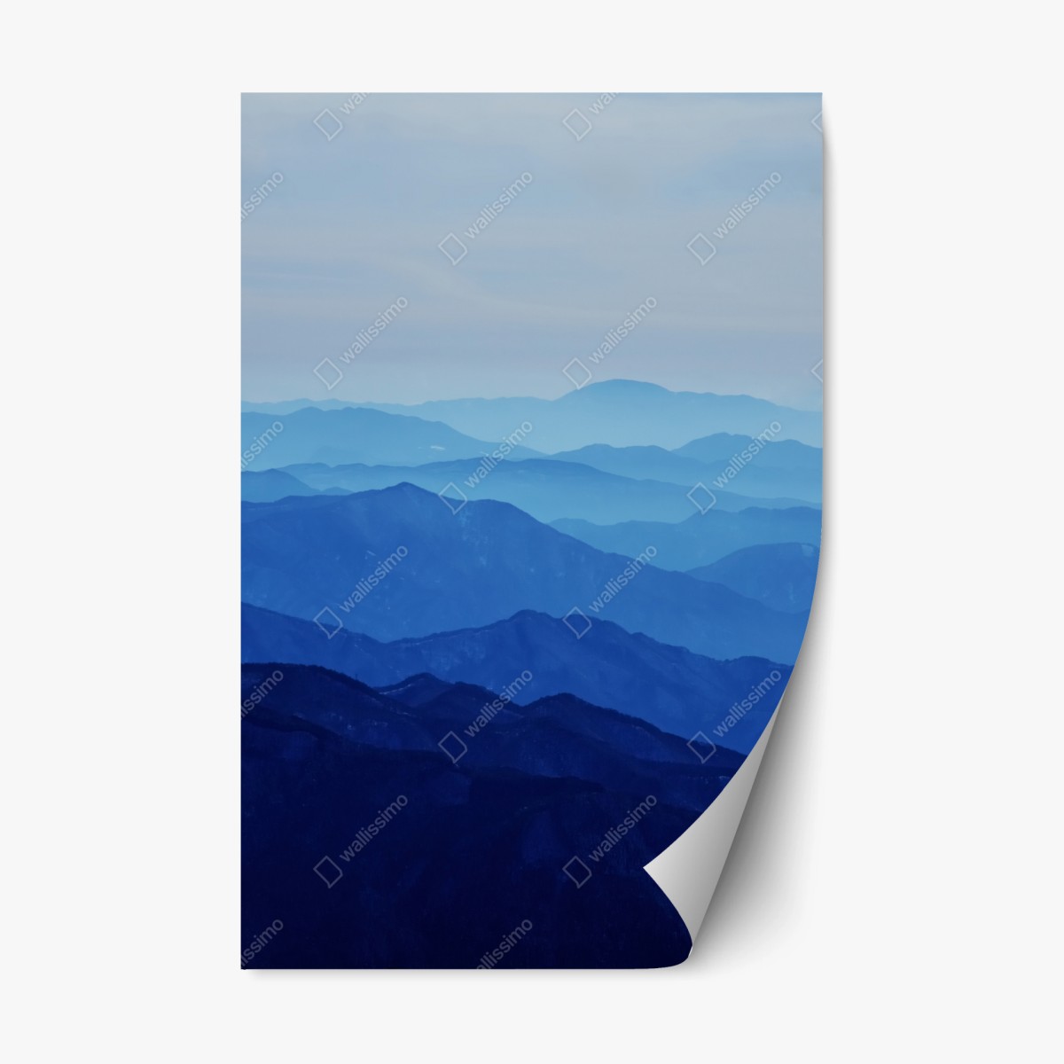 Repositionierbarer Aufkleber neblige blaue bergschichten – Pixers®