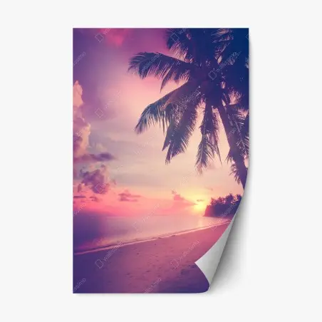 Repositionierbarer Aufkleber tropischer sonnenuntergang am strand – Pixers®