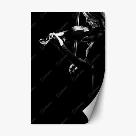 Repositionierbarer Aufkleber elegante geigerin in silhouette – Pixers®