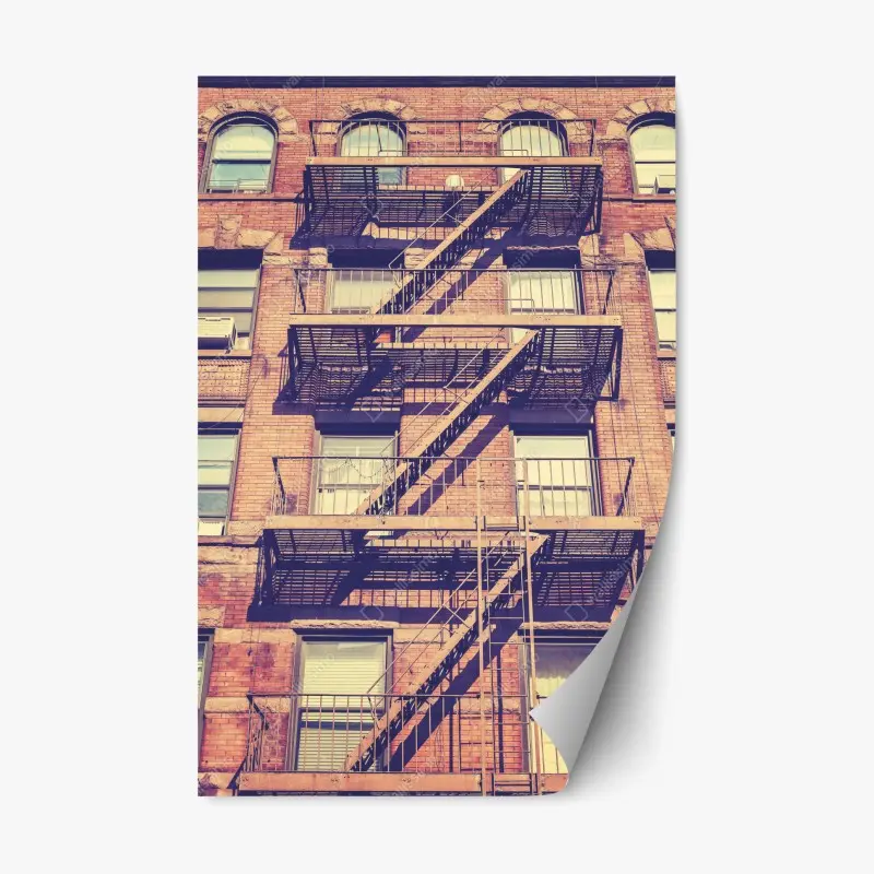 Repositionierbarer Aufkleber vintage feuertreppen aus New York