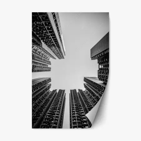 Repositionierbarer Aufkleber städtische perspektive hochhäuser – Pixers®