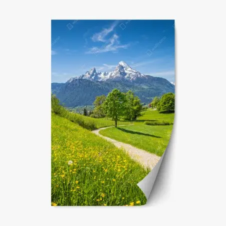 Repositionierbarer Aufkleber alpenwiese und bergpfad – Pixers®