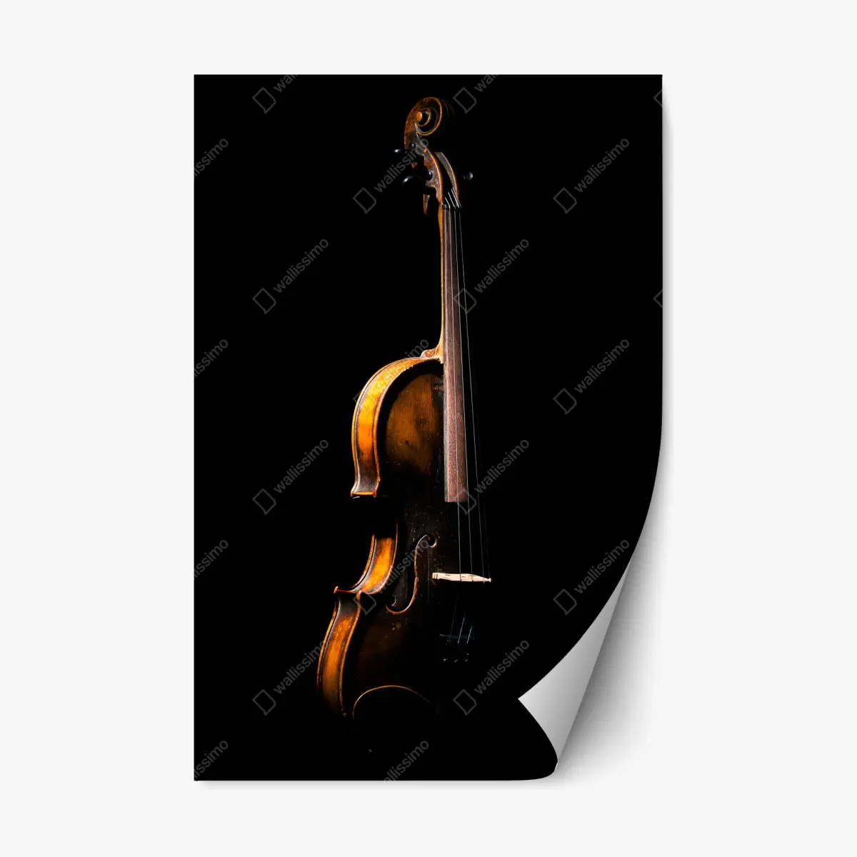 Repositionierbarer Aufkleber elegante vintage-geige vor schwarzem hintergrund – Pixers®