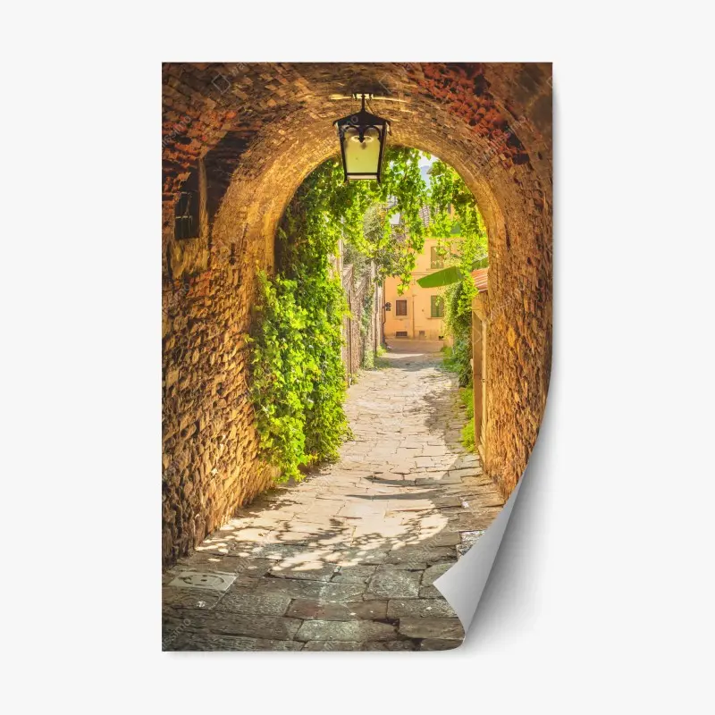 Repositionierbarer Aufkleber sonnige gasse in der Toskana