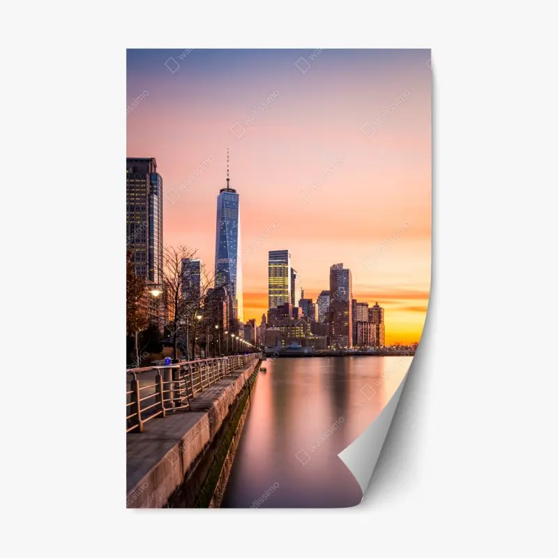 Repositionierbarer Aufkleber Lower Manhattan bei sonnenuntergang