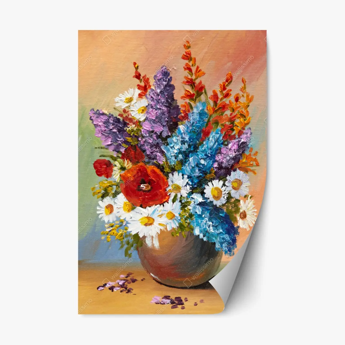 Repositionierbarer Aufkleber farbenfroher blumenstrauß in vase – Pixers®
