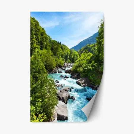 Repositionierbarer Aufkleber gletscherfluss im grünen tal – Pixers®