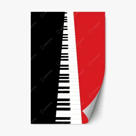 Repositionierbarer Aufkleber schwarz-rotes klavier-tastatur motiv – Pixers®
