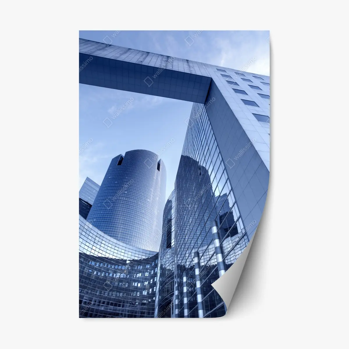 Repositionierbarer Aufkleber moderne blaue stadtsilhouette – Pixers®