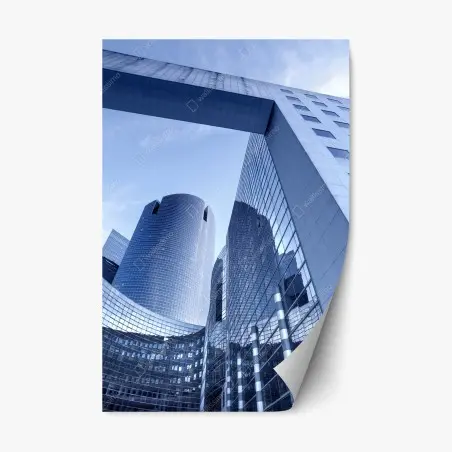 Repositionierbarer Aufkleber moderne blaue stadtsilhouette – Pixers®