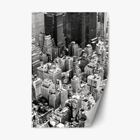 Repositionierbarer Aufkleber Manhattan luftaufnahme skyline in monochrom – Pixers®