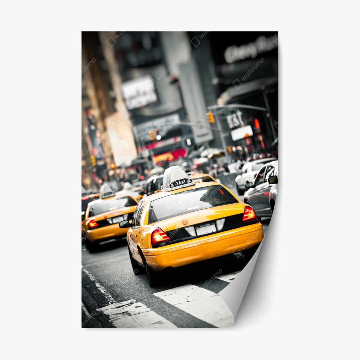 Repositionierbarer Aufkleber gelbes taxi in den straßen von New York – Pixers®