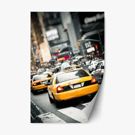 Repositionierbarer Aufkleber gelbes taxi in den straßen von New York – Pixers®