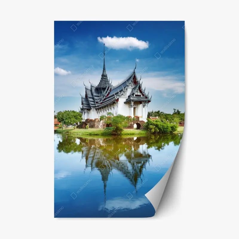 Repositionierbarer Aufkleber Sanphet Prasat palast am spiegelnden see
