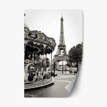 Repositionierbarer Aufkleber Eiffelturm und karussell in Paris – Pixers®