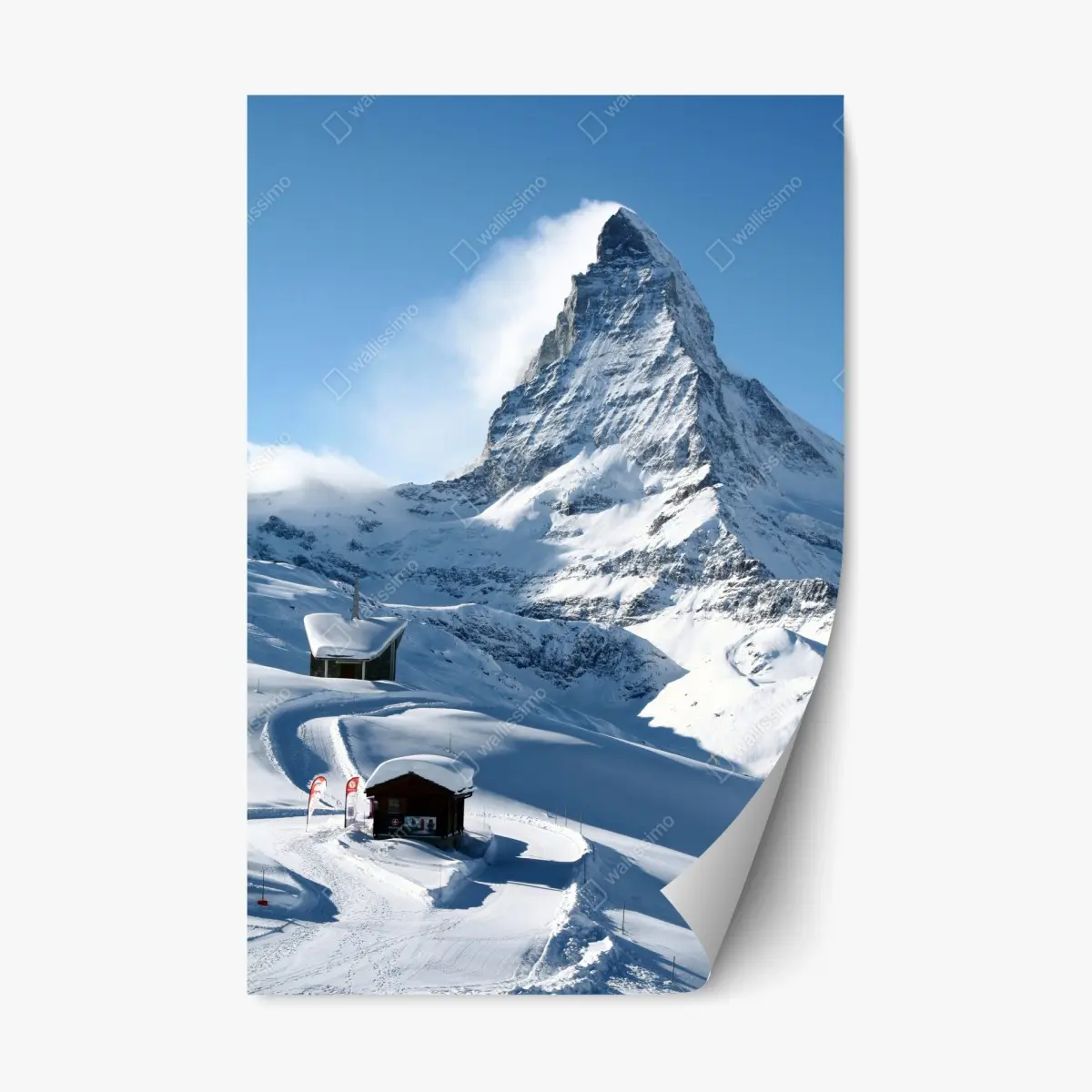 Repositionierbarer Aufkleber majestätischer alpiner gipfel im winter – Pixers®