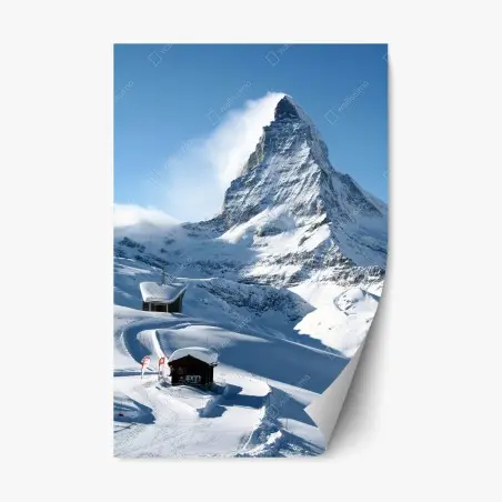 Repositionierbarer Aufkleber majestätischer alpiner gipfel im winter – Pixers®