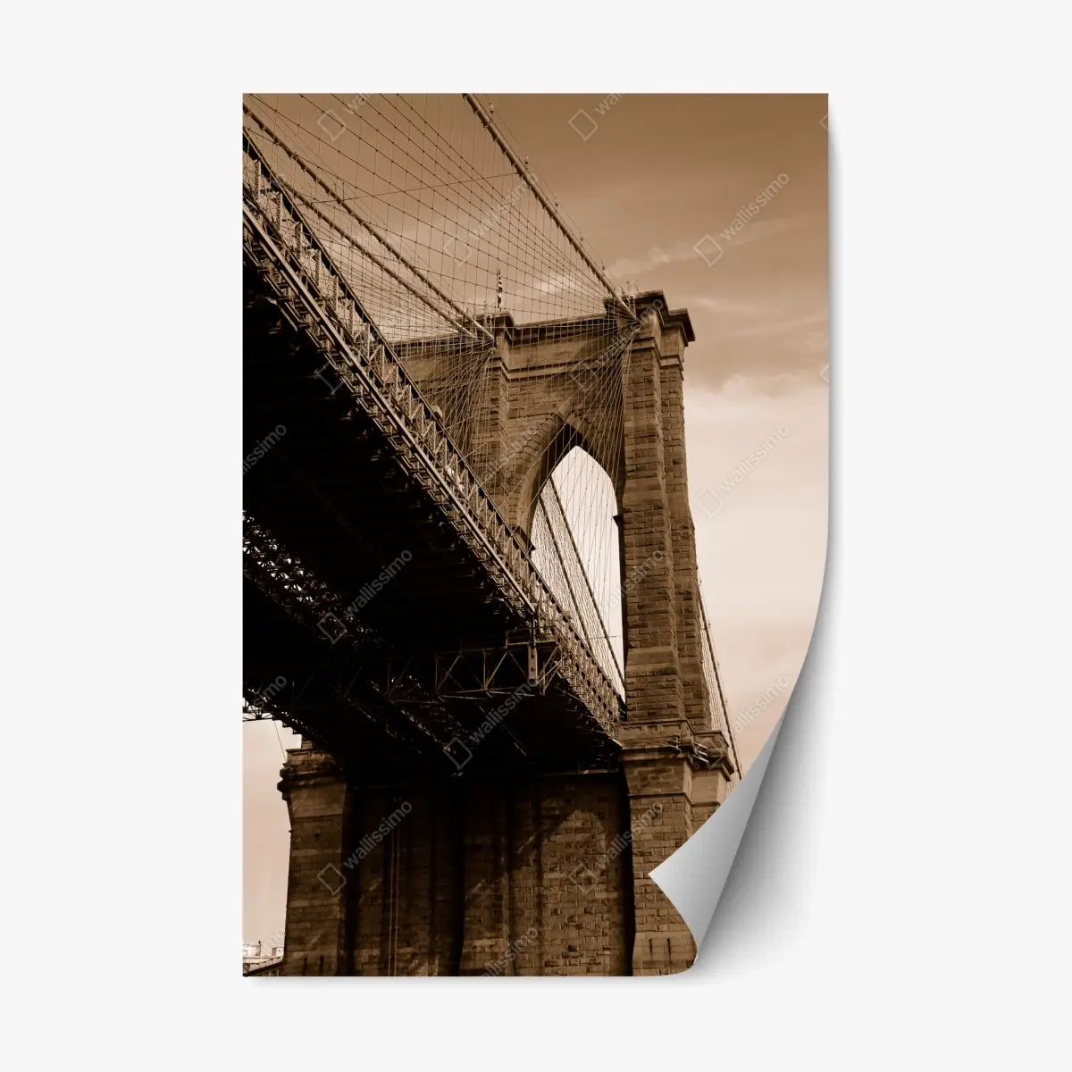 Repositionierbarer Aufkleber sepia ansicht der Brooklyn Bridge – Pixers®