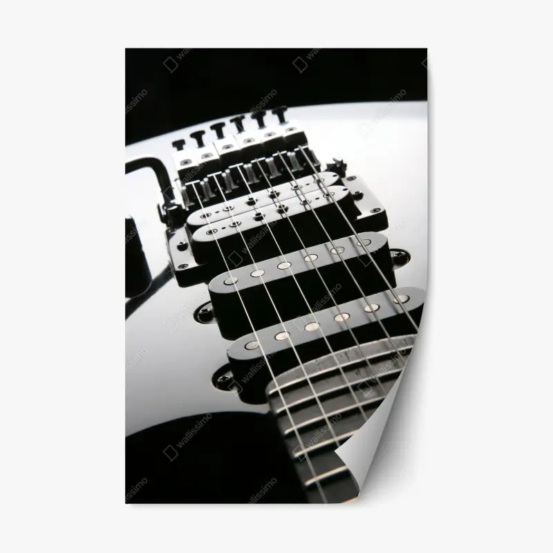 Repositionierbarer Aufkleber nahaufnahme einer schwarzen elektrogitarre