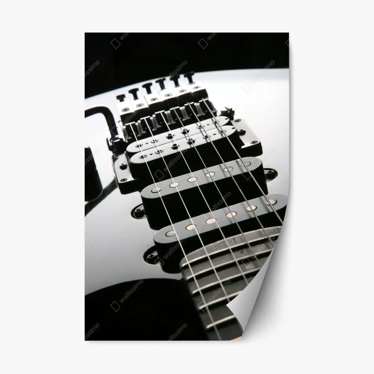 Repositionierbarer Aufkleber nahaufnahme einer schwarzen elektrogitarre – Pixers®