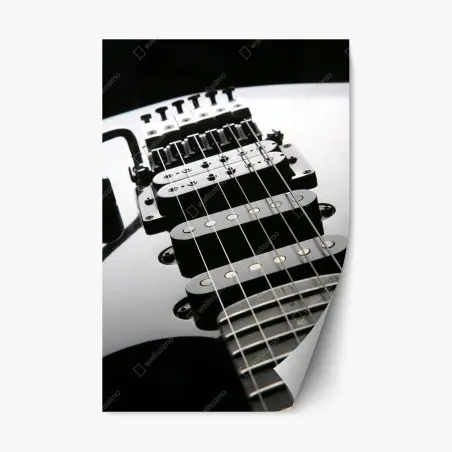 Repositionierbarer Aufkleber nahaufnahme einer schwarzen elektrogitarre – Pixers®