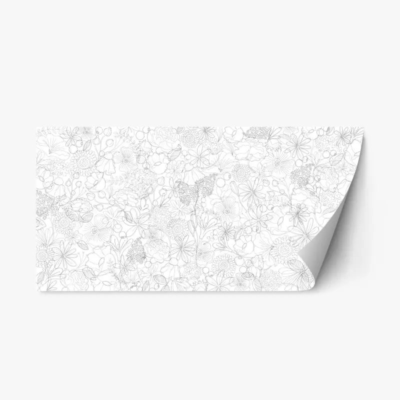 Repositionierbarer Aufkleber zartes handgezeichnetes blumenlinienmuster