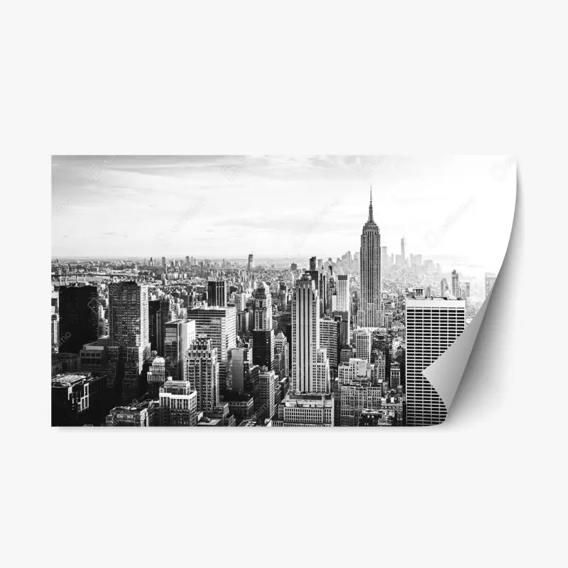 Repositionierbarer Aufkleber New York panorama in schwarzweiß