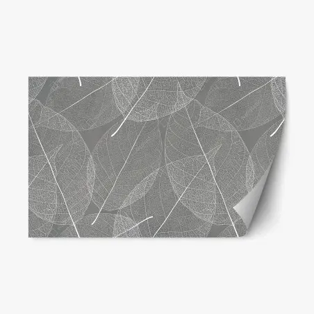 Repositionierbarer Aufkleber feines blattadern-muster in grautönen – Pixers®