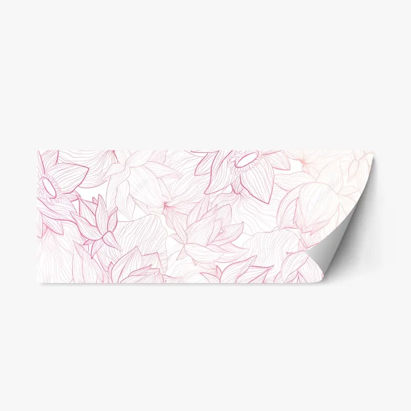 Repositionierbarer Aufkleber zartes rosa blumenlinienmuster
