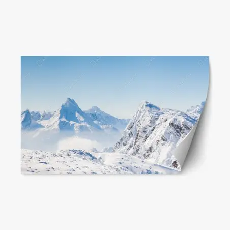 Repositionierbarer Aufkleber ruhige panorama verschneiter berge – Pixers®