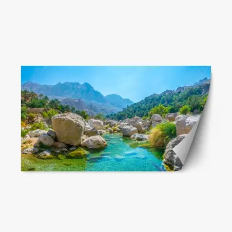 Repositionierbarer Aufkleber türkisfarbene bergoase – Pixers®