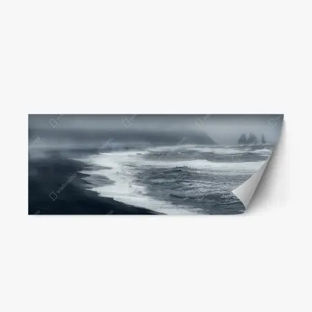 Repositionierbarer Aufkleber stürmische küste von Island panorama – Pixers®