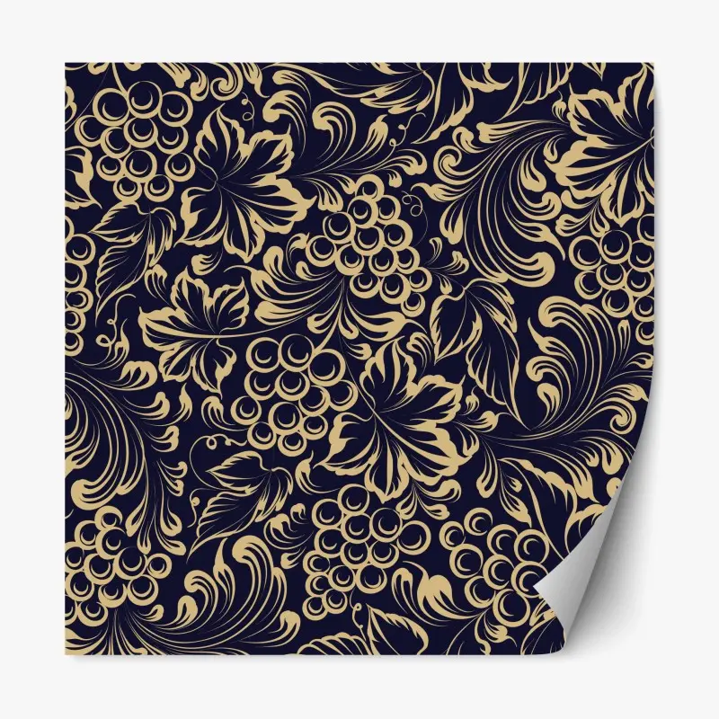 Repositionierbarer Aufkleber elegantes barockes weintraubenmuster in gold